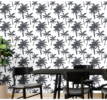 Palmträd svart kol palm tapet - Tenstickers
