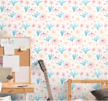 Pastell färg blommönster tonårs tapeter - Tenstickers
