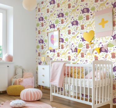 Pastellglada djur Bebis tapet - Tenstickers