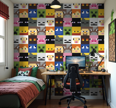 Pixelerade ansikten för spel Ungdom tapeter - Tenstickers