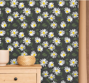 Prästkragar och löv Tapet blommor - Tenstickers