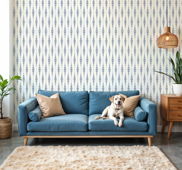 rabaul ikat blå och beige geometriska tapeter - Tenstickers