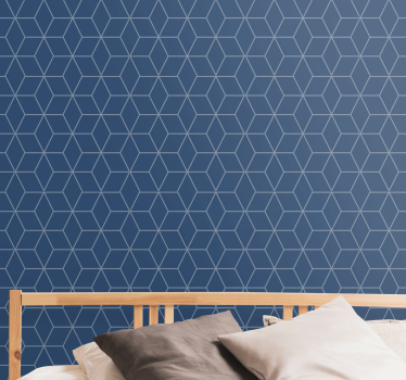 'rasch' texturerad geometrisk marinblå fyrkantig tapet - Tenstickers