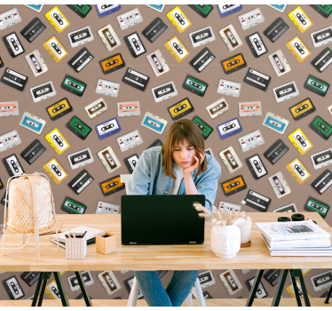 Tapet andra vintage retro kassettmönster - Tenstickers