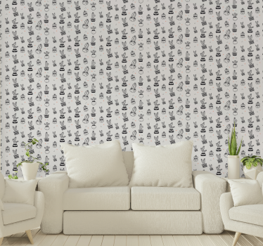 Ritning kaktus vintage tapet - Tenstickers