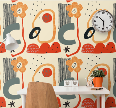 Röd och orange collage abstraktion cool abstrakt tapet - Tenstickers