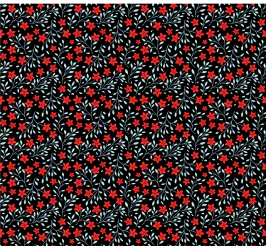 Röd och svart blommönster tapet - Tenstickers