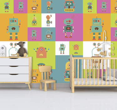 Roliga robotar barns sovrum tapeter - Tenstickers