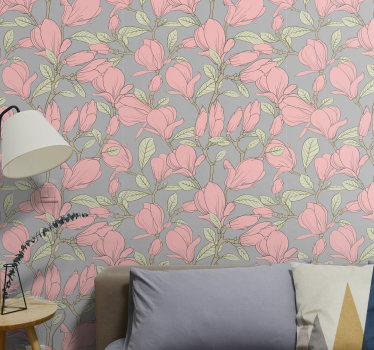 Rosa blommor och blad natur tapeter - Tenstickers