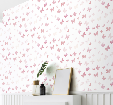 Rosa fjärilar sovrum tapet - Tenstickers