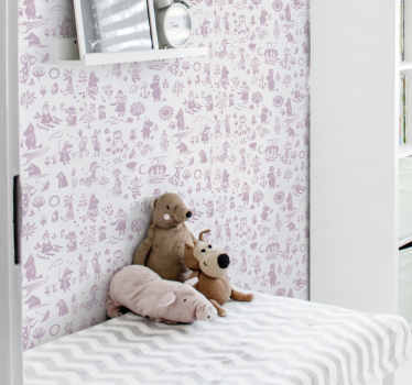 Rosa moomin full barn tapet - Tenstickers