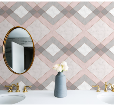 Rosa och grå marmor geometrisk triangel tapet - Tenstickers