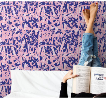 Rosa och lila graffiti mönster tapet målningar - Tenstickers
