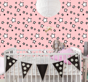 Rosa stjärnor design Bebis tapet - Tenstickers