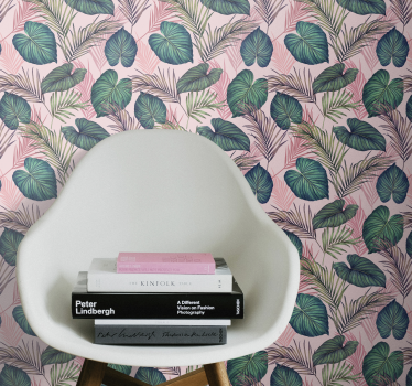 Rosa tropiskt blad djungel tema tapet - Tenstickers