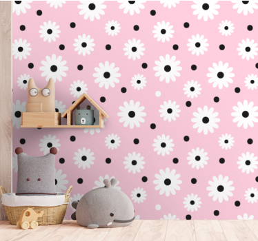 Rosa och vita prästkragar Tapet blommor - Tenstickers