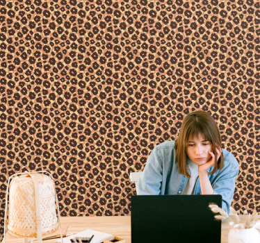 Sammetslen klassisk leopard imitation lounge tapeter - Tenstickers