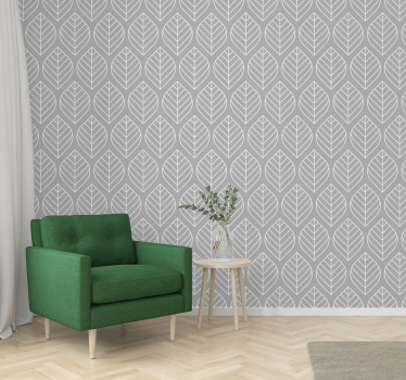Scandic leaf stil ljusgrå samtida tapet - Tenstickers
