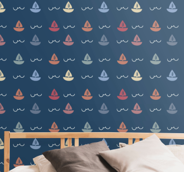 Segelbåtsmotiv barn tapet - Tenstickers