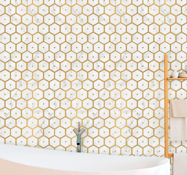 Sexkantig guld marmor mönster effekt tapeter - Tenstickers