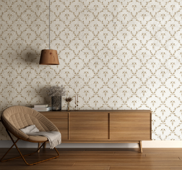 Sexkantigt blommönster Beige tapet - Tenstickers