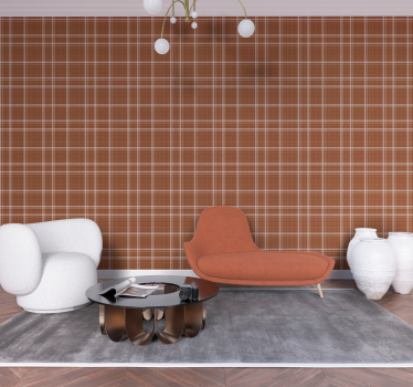 Skotska rutor terracotta tapet - Tenstickers