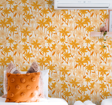Små söta orange blommor natur tapet - Tenstickers