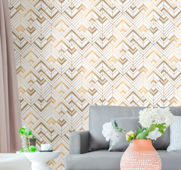 Stilrent vitt ett gyllene motiv tapet geometriska former - Tenstickers