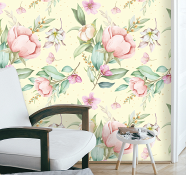 Sömlös rosor mönster blommigtapet - Tenstickers