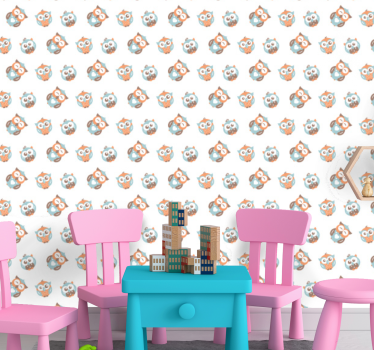 Söt design ugglor många färger samtida tapeter - Tenstickers