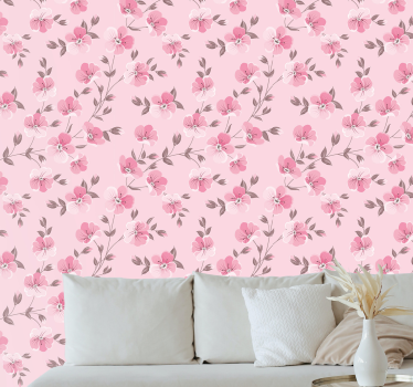 Söt rosa blomma barn tapeter - Tenstickers