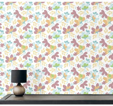 Söta färgglada blommor design blommiga tapeter - Tenstickers