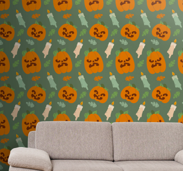 Spöklik pumpa design Tapet halloween - Tenstickers