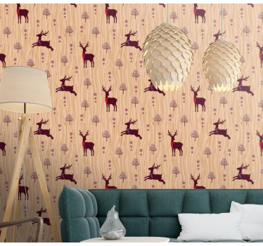 Stag wood panel cool animal tapet - Tenstickers