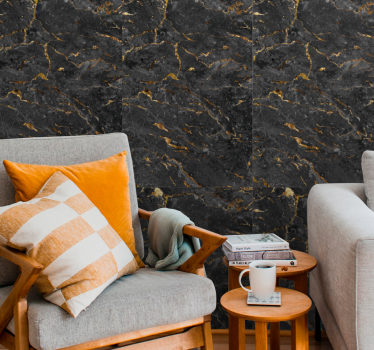 Svart guld marmor imitation marmor effekt tapeter - Tenstickers