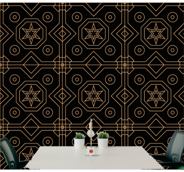 Svart mönster med guld geometrisk triangel tapet - Tenstickers