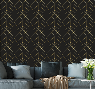 Svart och guld eleganta linjer lämnar tapeter - Tenstickers