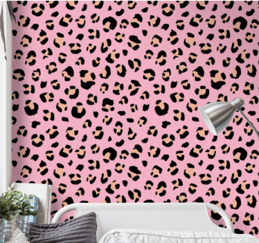 Svart och rosa akvarell leopardmönster barn tapet - Tenstickers