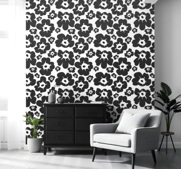 Svart vallmo Tapet blommor - Tenstickers