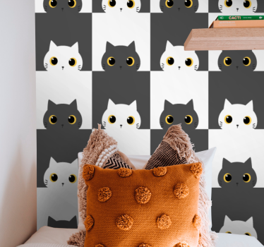 Svartvita katter på filmtapet för sovrum - Tenstickers
