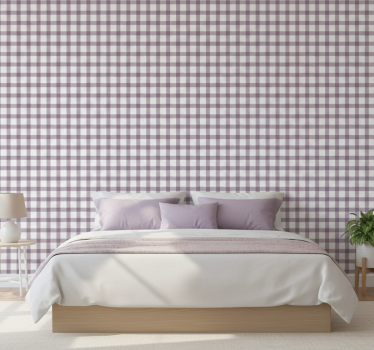 Tapet andra texturer lilac gingham - Tenstickers