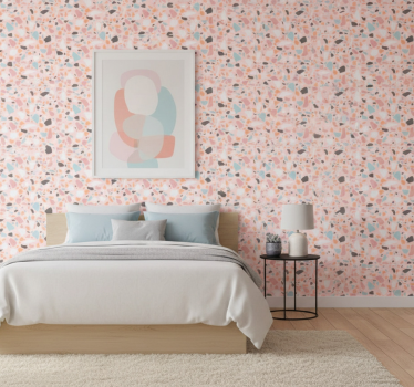 Tapet andra texturer rosa och blå akvarell terrazzo - Tenstickers