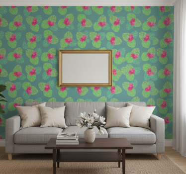 Tapet blommig magnoliablomma på vattendesign - Tenstickers