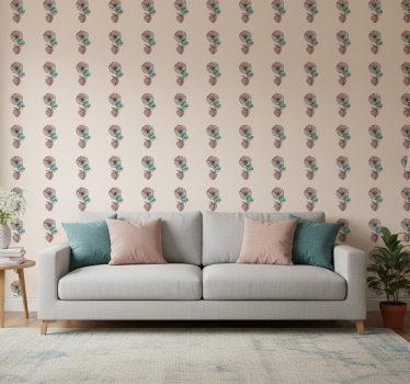 Tapet blommig med design av prästkragar i linjeart - Tenstickers