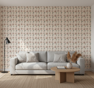 Tapet blommig originaldesign minimalistiska blommor - Tenstickers