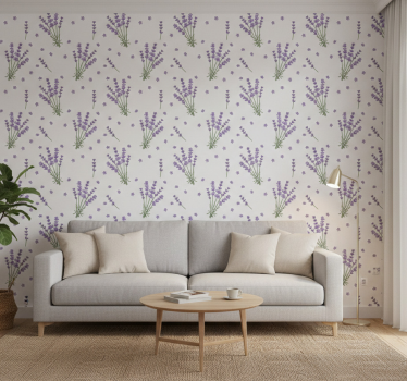 Tapet blommig provencalsk lavendelplanta - Tenstickers