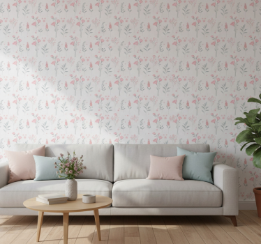 Tapet blommig rosa blomster - Tenstickers