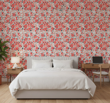 Tapet blommor abstrakt mönster av röda vallmo - Tenstickers