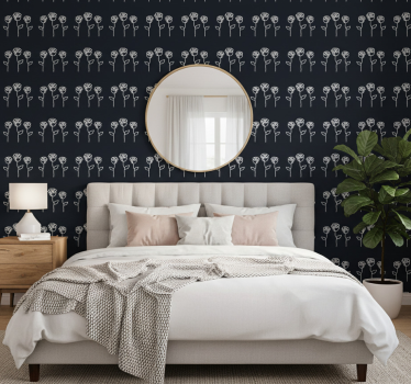 Tapet blommor minimalistisk rosillustration linje - Tenstickers
