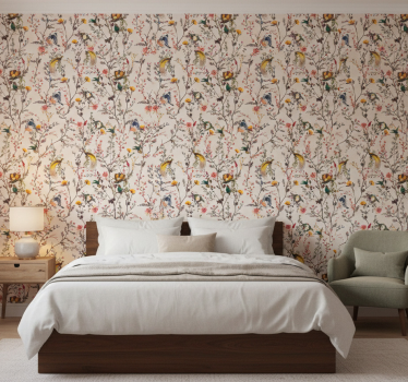 Tapet blommor naturlistisk blommönster - Tenstickers